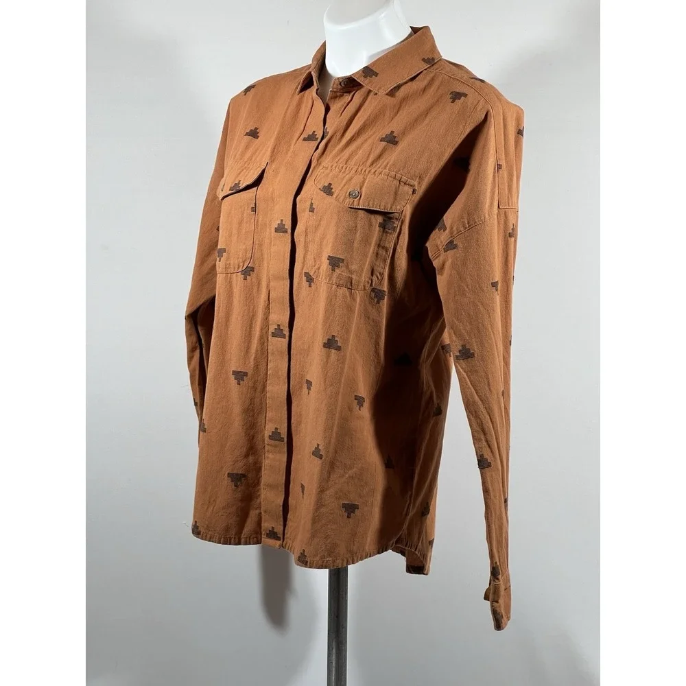 Prana Embroidered Shirt Womens Medium Long Sleeve Boho Festival Artisan